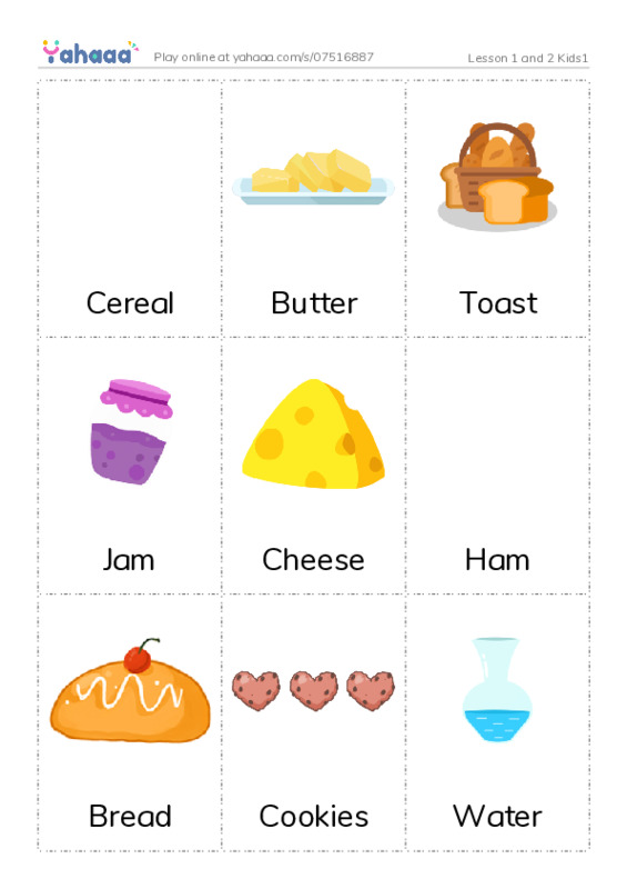 Picture flashcards worksheet for Lesson 1 and 2 Kids1