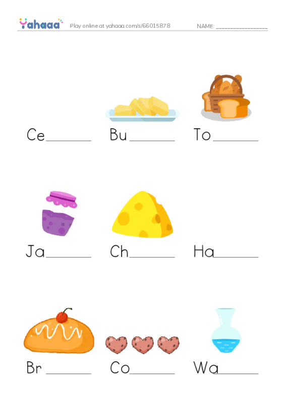 Finish the word worksheet for Lesson 1 and 2 Kids1