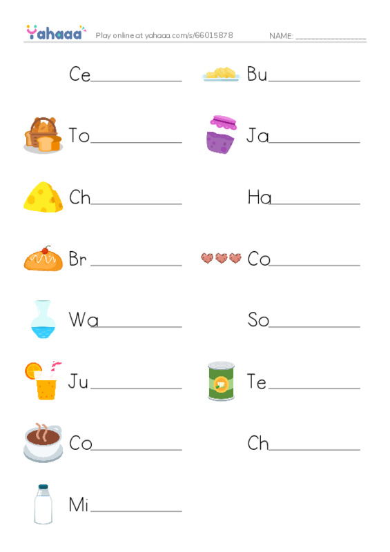 Write the word rows worksheet for Lesson 1 and 2 Kids1