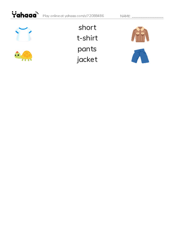 Match both sides worksheet for Clothes