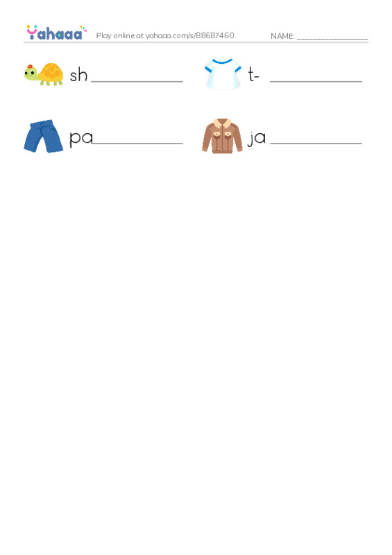 Write the word rows worksheet for Clothes