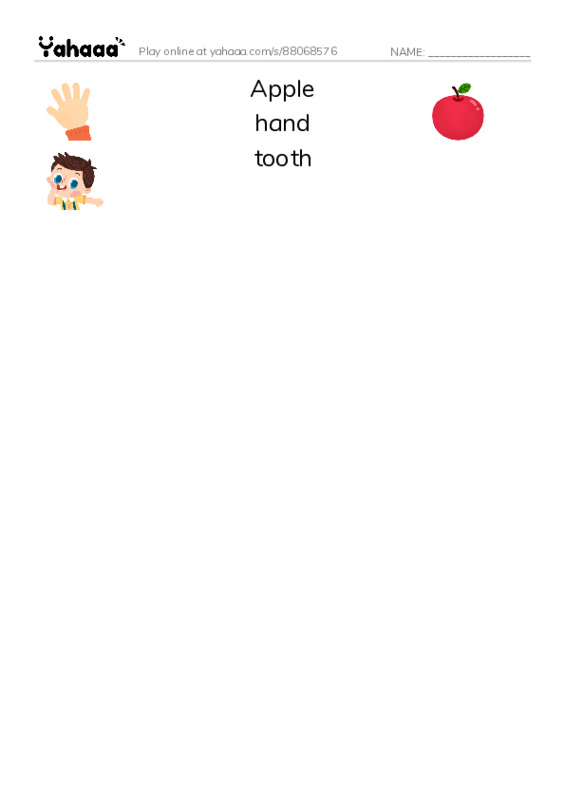 Match both sides worksheet for Revision