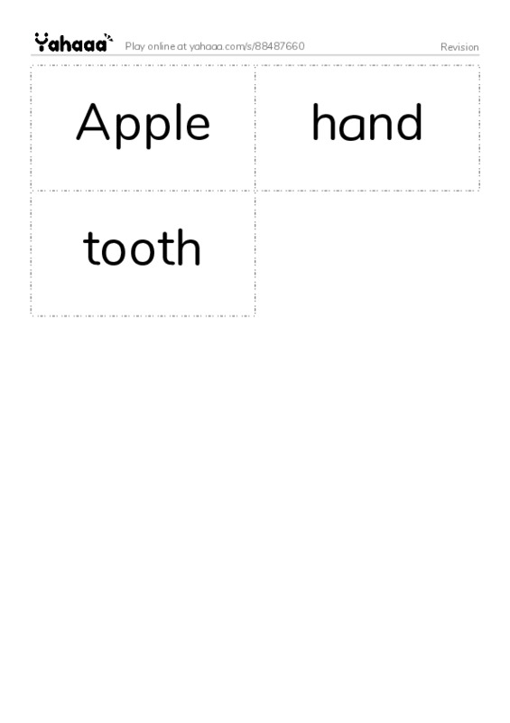 Word flashcards worksheet for Revision