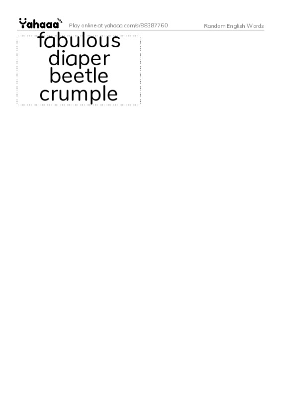 Word flashcards worksheet for Random English Words