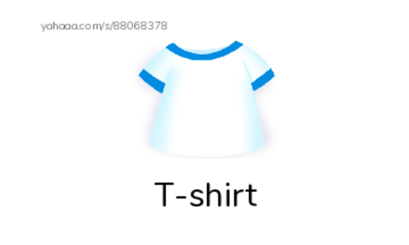 Index cards with pictures worksheet for T-shirt, pants, shoes and 5 more