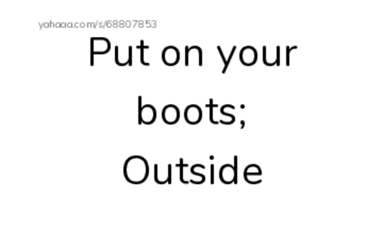 Index cards, words only worksheet for Put on your boots;
Outside, outside, outside;
It's raining outside and 6 more