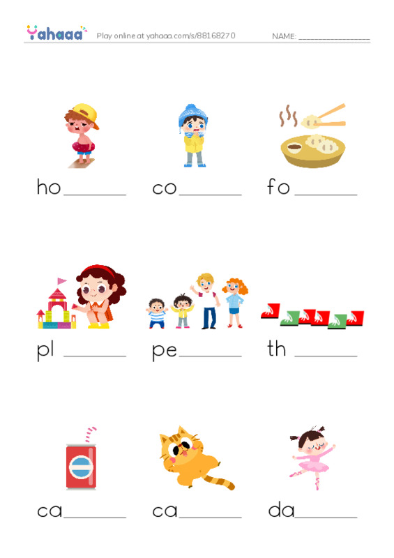 Finish the word worksheet for hot and cold