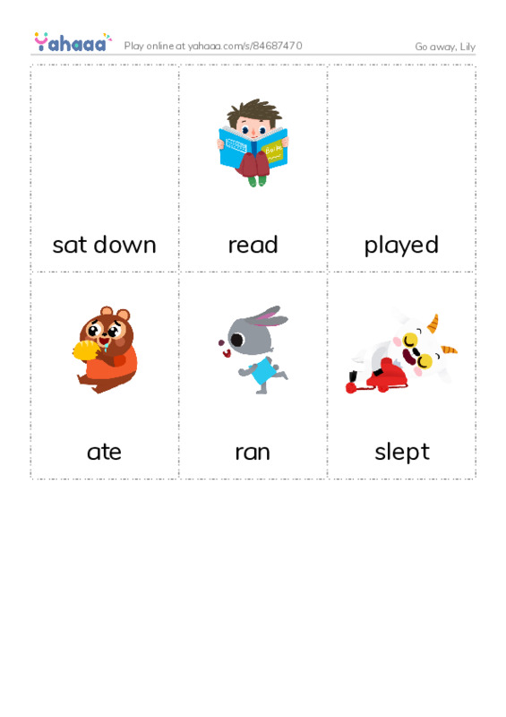Picture flashcards worksheet for Go away, Lily