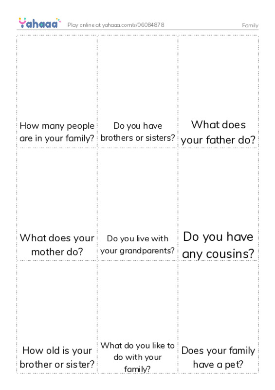 Picture flashcards worksheet for Family
