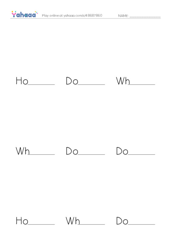 Finish the word worksheet for Family