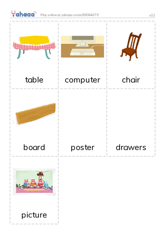 Picture flashcards worksheet for u12