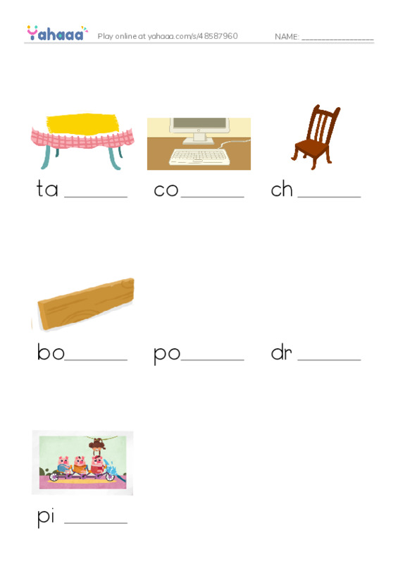 Finish the word worksheet for u12