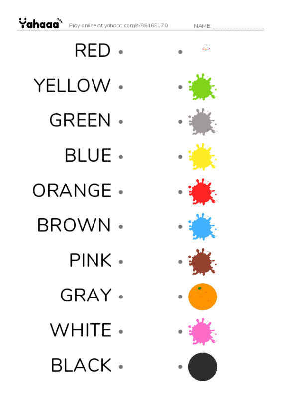 Draw a line to match worksheet for COLORS