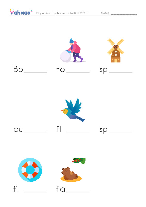 Finish the word worksheet for raz kids Move it