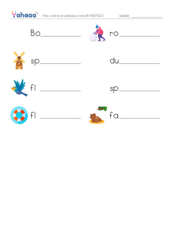 Write the word rows worksheet for raz kids Move it
