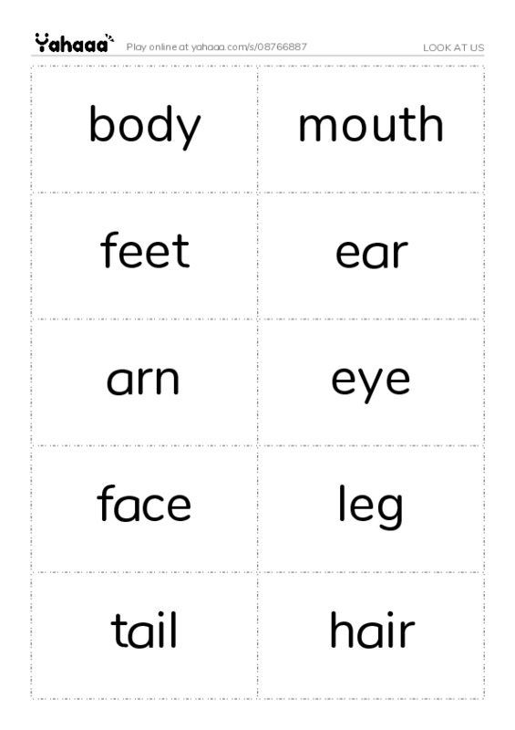 Word flashcards worksheet for LOOK AT US