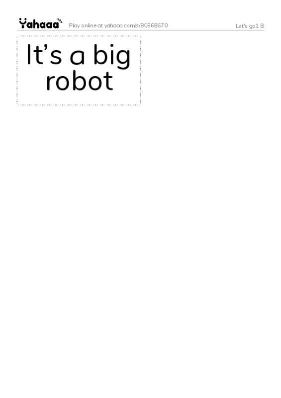 Word flashcards worksheet for Let’s go1 B