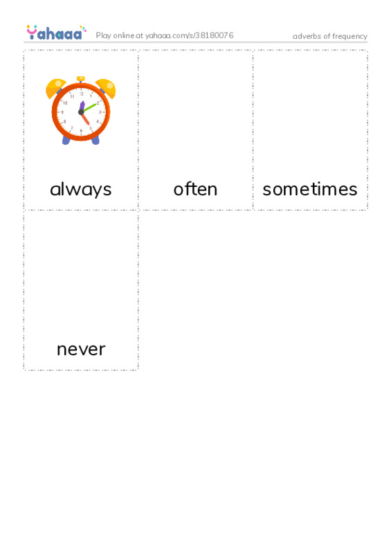 Picture flashcards worksheet for adverbs of frequency