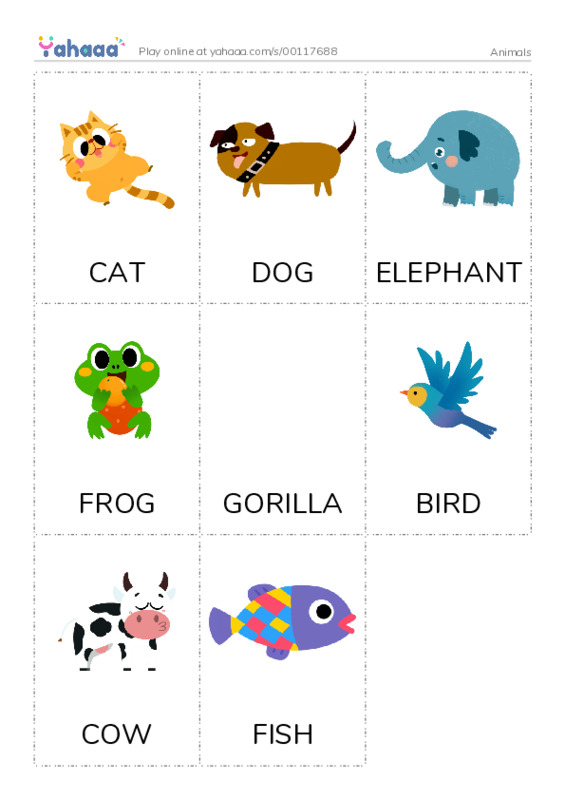 Picture flashcards worksheet for Animals
