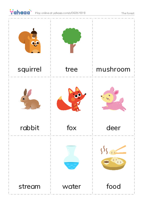 Picture flashcards worksheet for The forest