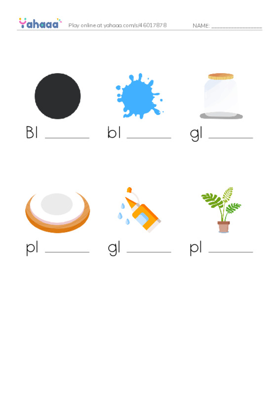 Finish the word worksheet for 10-11 LG3A phonics