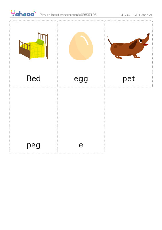 Picture flashcards worksheet for 46-47 LG1B Phonics