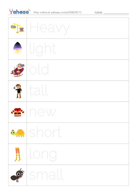 Picture and word rows worksheet for 34-35 LG4
