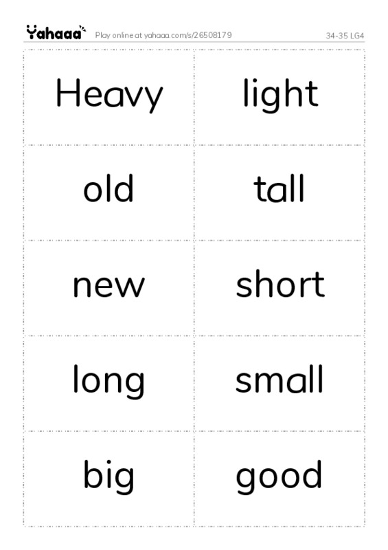 Word flashcards worksheet for 34-35 LG4