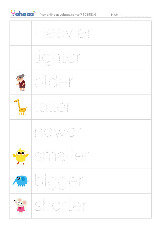 Picture and word rows worksheet for 34-35 LG4