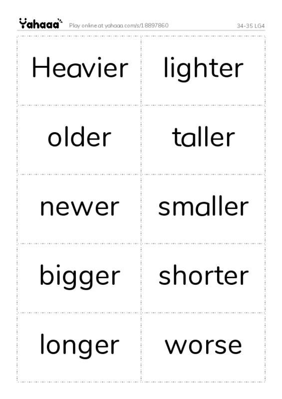 Word flashcards worksheet for 34-35 LG4