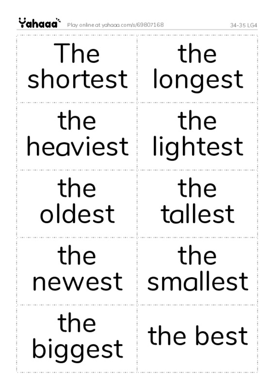 Word flashcards worksheet for 34-35 LG4