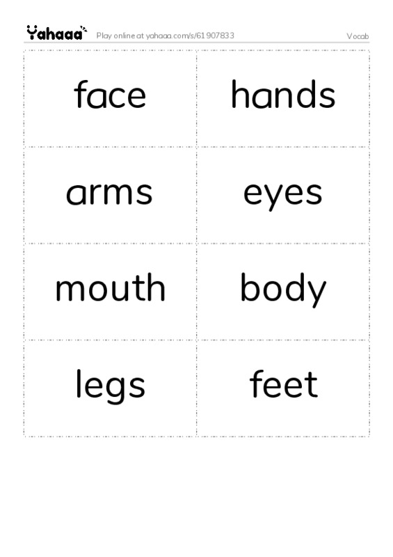Word flashcards worksheet for Vocab