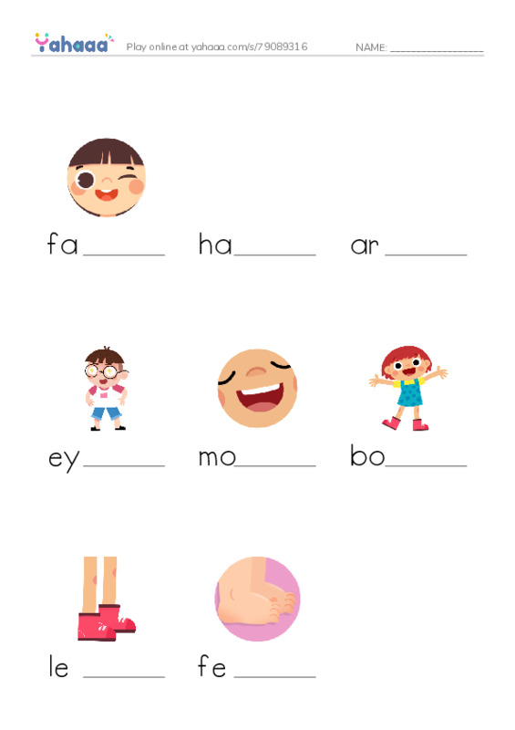 Finish the word worksheet for Vocab