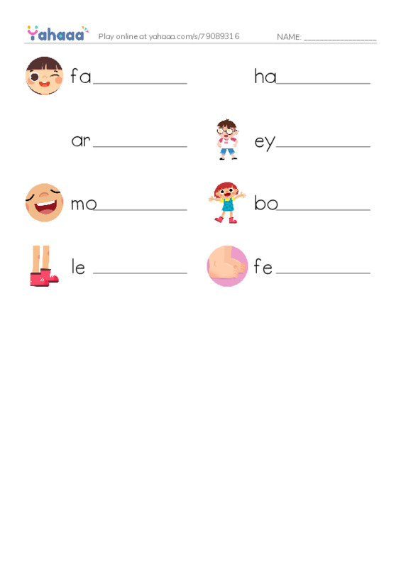 Write the word rows worksheet for Vocab