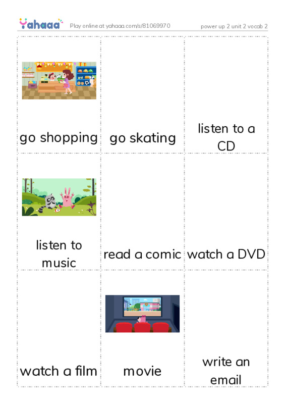 Picture flashcards worksheet for power up 2 unit 2 vocab 2