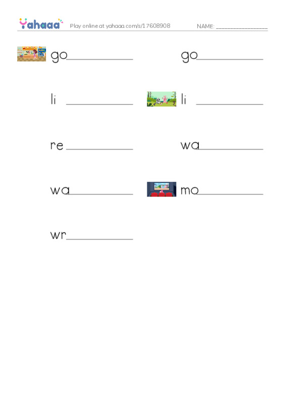 Write the word rows worksheet for power up 2 unit 2 vocab 2