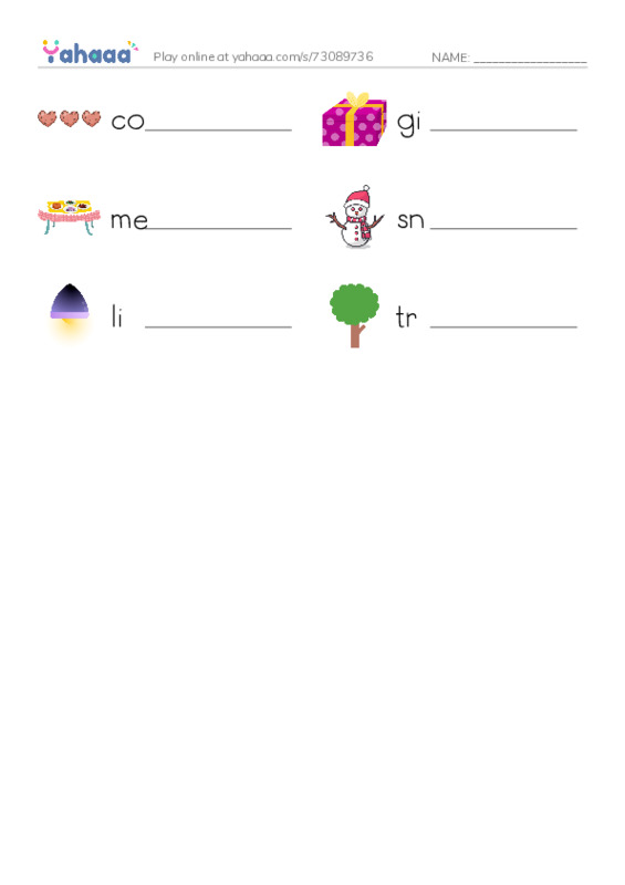 Write the word rows worksheet for christmas eve