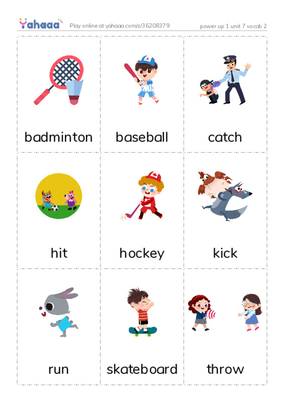 Picture flashcards worksheet for power up 1 unit 7 vocab 2