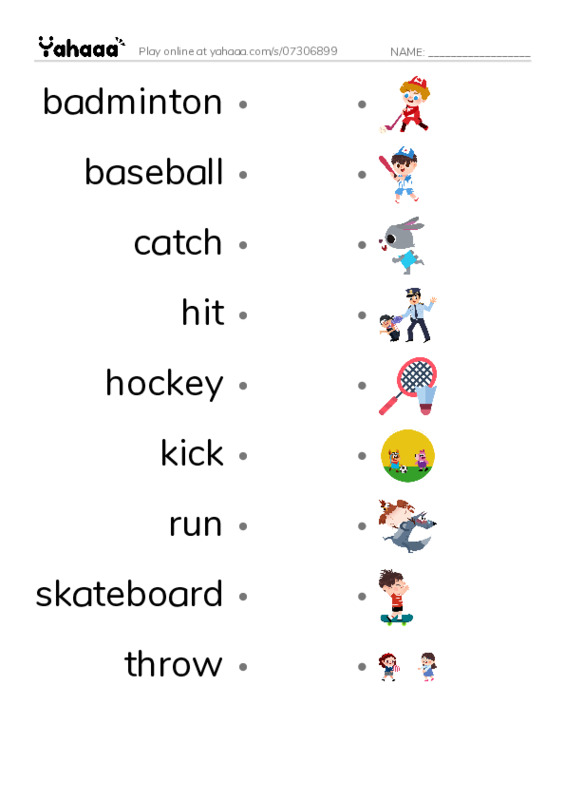 Draw a line to match worksheet for power up 1 unit 7 vocab 2