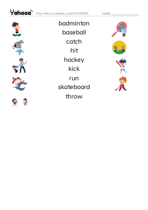 Match both sides worksheet for power up 1 unit 7 vocab 2