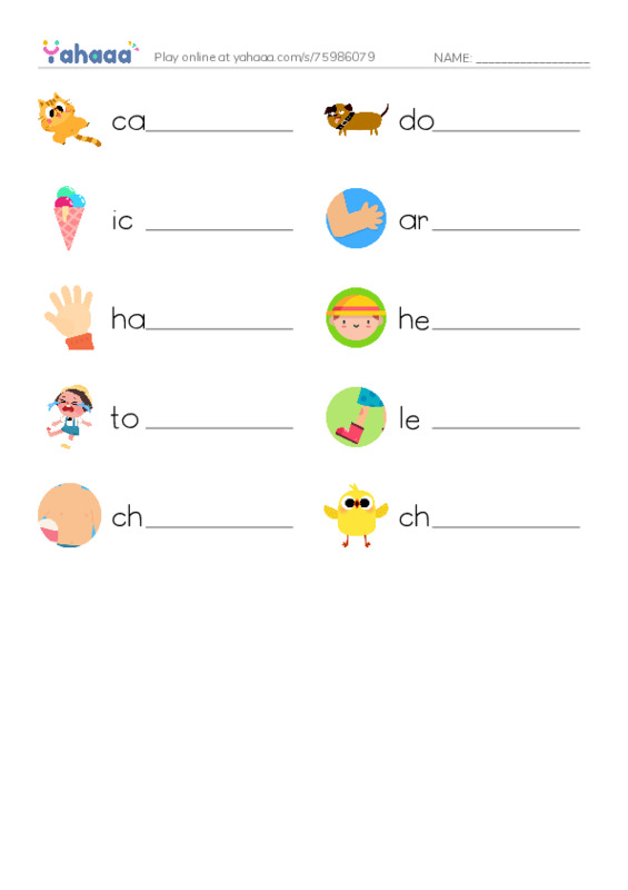 Write the word rows worksheet for from head to toe