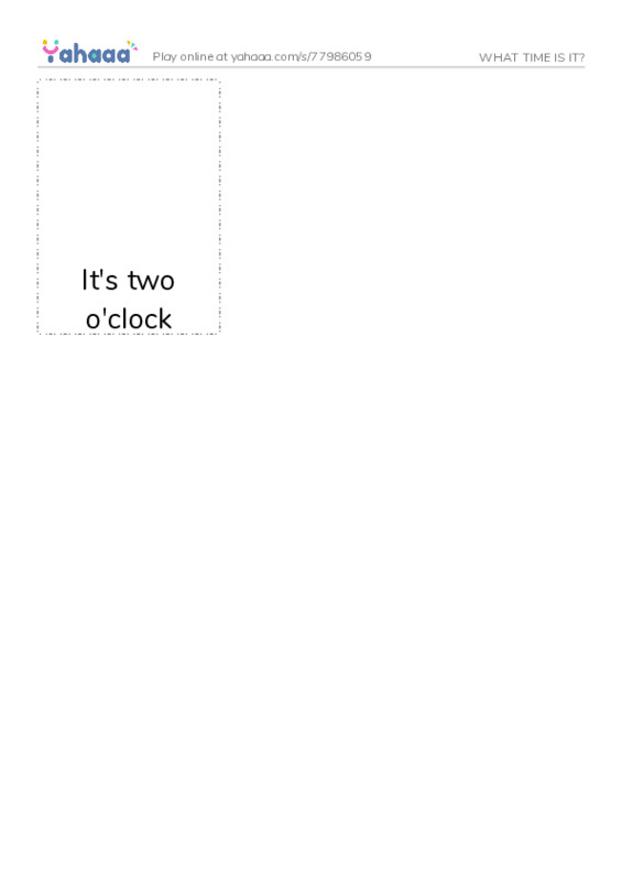 Picture flashcards worksheet for WHAT TIME IS IT?