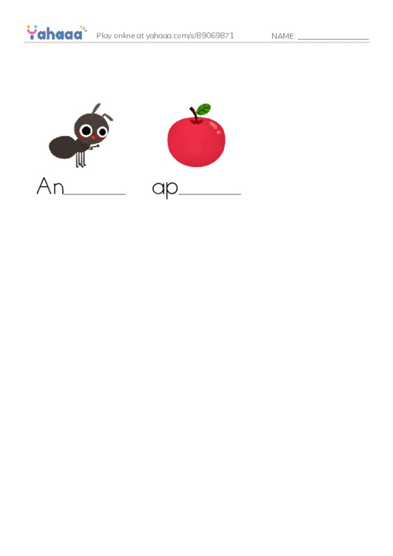 Finish the word worksheet for Sara