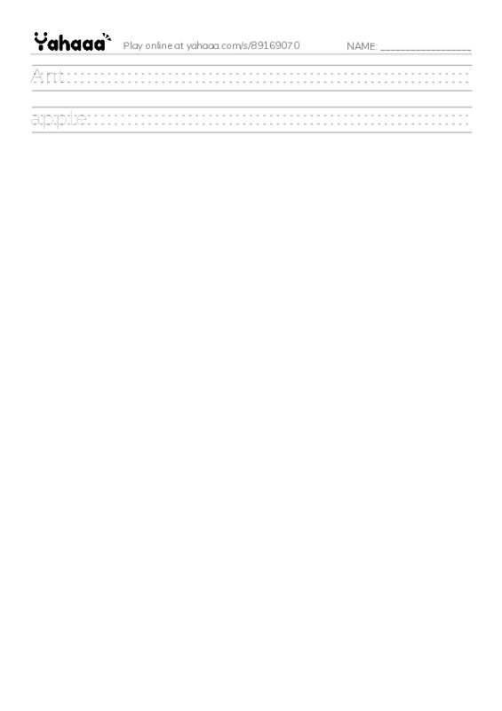 Handwriting lines worksheet for Sara