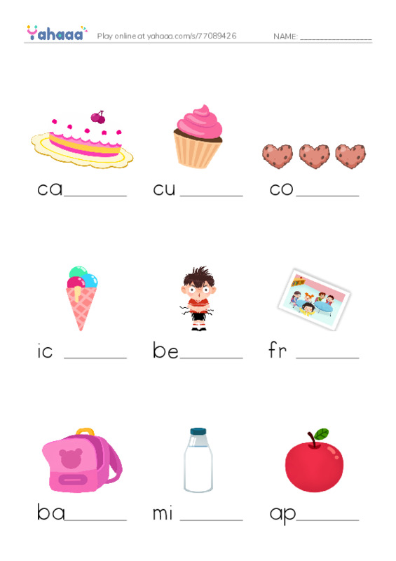 Finish the word worksheet for 4,5 class celebration