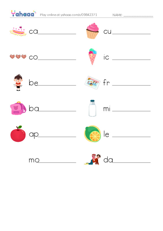 Write the word rows worksheet for 4,5 class celebration