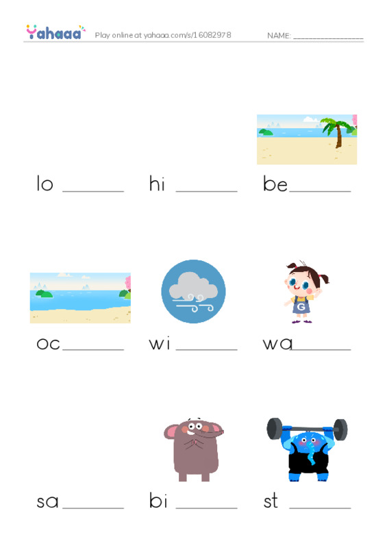 Finish the word worksheet for At the beach chap1