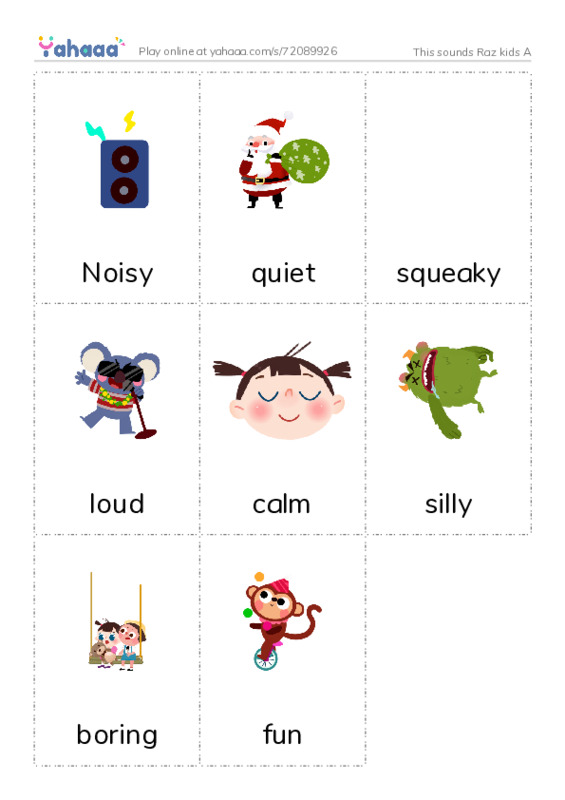 Picture flashcards worksheet for This sounds Raz kids A