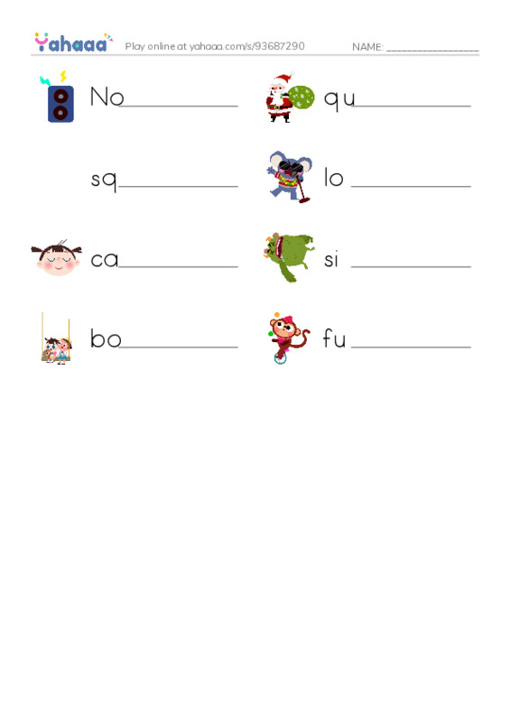 Write the word rows worksheet for This sounds Raz kids A