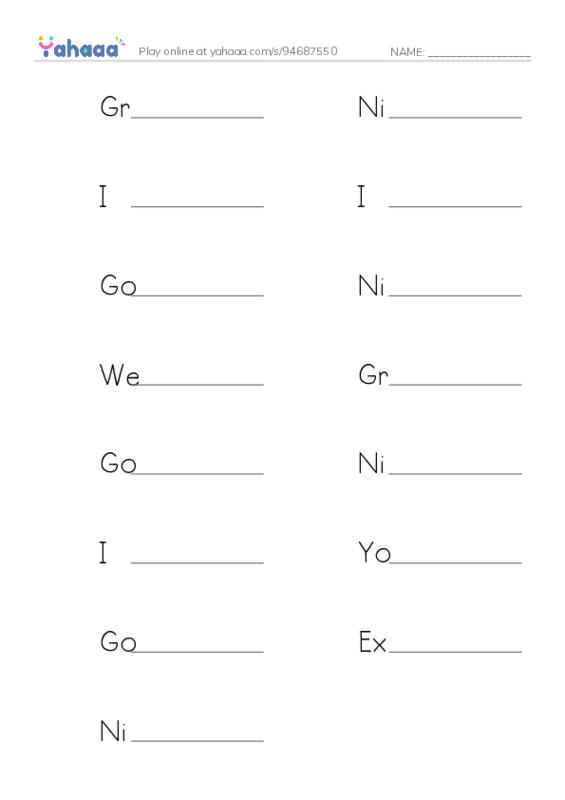 Write the word rows worksheet for Nice Feedback for Friends